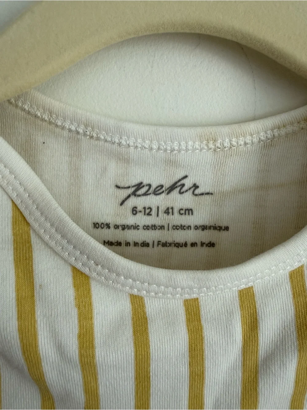 Pehr 6-12m “Stripes Away” cotton onesie